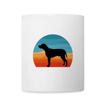 Braque du Bourbonnais Hund Silhouette Retro Sonnenuntergang - Tasse - Weiß - Vorne