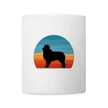 Austrealian Shephard Hund Silhouette Retro Sonnenuntergang - Tasse - Weiß - Vorne