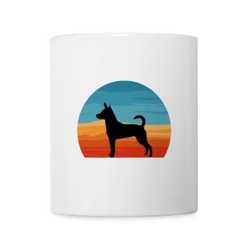 Decker Rat Terrier Hund Silhouette Retro Sonnenuntergang - Tasse - Weiß - Vorne
