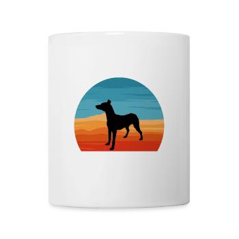 Andalusischer Laufhund Hundeliebhaber Silhouette Retro Sonnenuntergang - Tasse - Weiß - Vorne