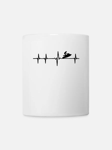 Herzschlag Jetski - EKG Linie für Wassersportler - Tasse - Weiß