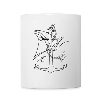 Anker und Segelboot - Tasse - Weiß - Vorne
