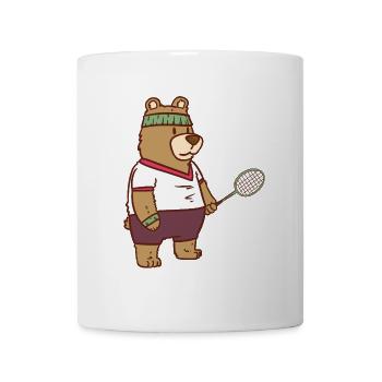 Sportlicher Speedminton Bärensportler - Tasse - Weiß - Vorne