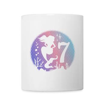 Geburtstag Mädchen 7 Jahre alt Meerjungfrau Nixe - Tasse - Weiß - Vorne