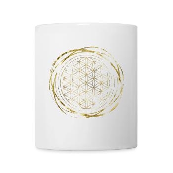 Blume des Lebens gold - Tasse - Weiß - Vorne