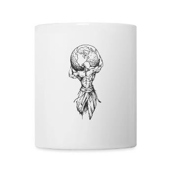 Muskelmann mit Globus - Tasse - Weiß - Vorne