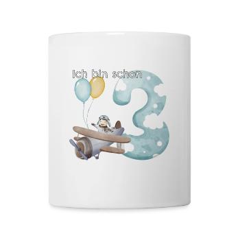 3. Geburtstag Flugzeug Pilot - Tasse - Weiß - Vorne