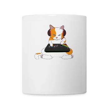 Cooles Gaming Katzen Shirt - Zocker Katze Cat Gift - Tasse - Weiß - Vorne