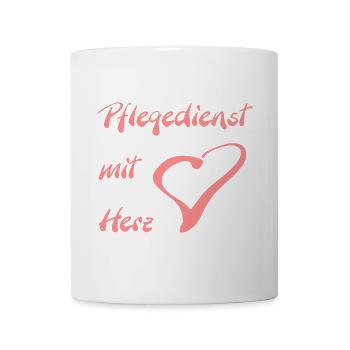 Pflegedienst mit Herz Brust gross - Tasse - Weiß - Vorne