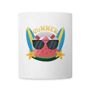 Summer Wassermelone mit Sonnenbrille - Tasse - Weiß - Vorne