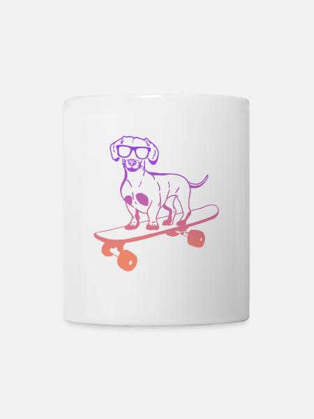 Skateboard Dackel Skater Stunt Skateboarding - Tasse - Weiß