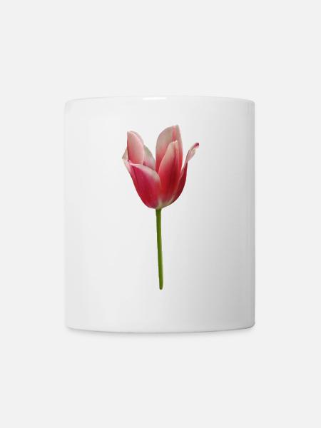 pinke Tulpe - Tasse - Weiß