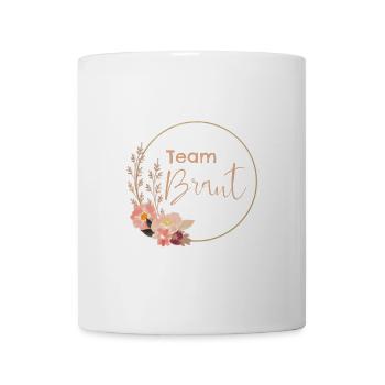 Team Braut - rosa Blumen - Tasse - Weiß - Vorne