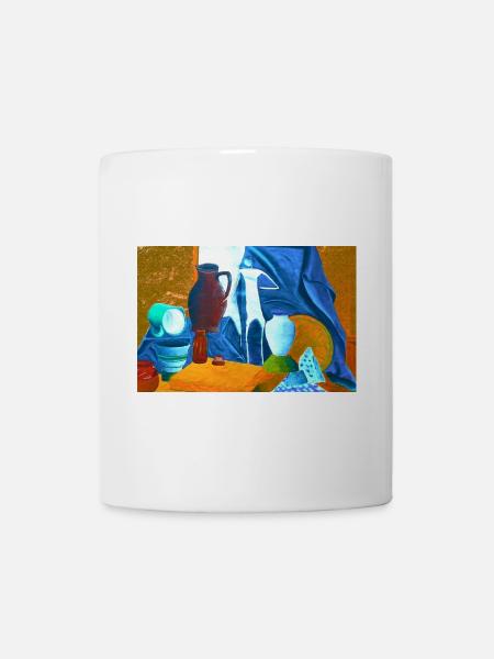 Farbenfrohes Stilleben - Kunst in kräftigen Farben - Tasse - Weiß