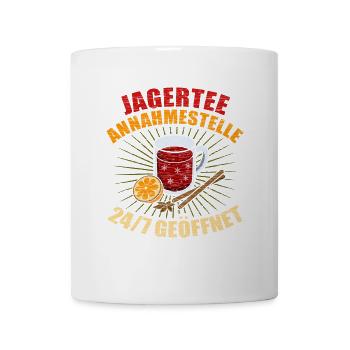 Jagertee Annahmestelle Glühweinstand Weihnachten - Tasse - Weiß - Vorne
