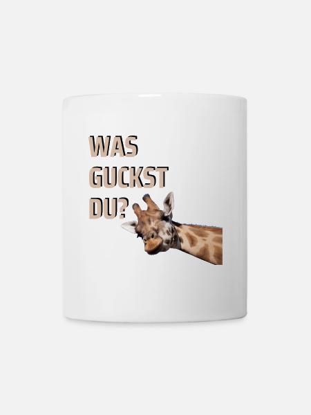 Was guckst du? Lustige Giraffe Spruch Geschenk - Tasse - Weiß