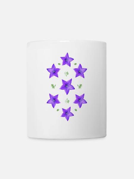 lila Blume - Glockenblume - Tasse - Weiß