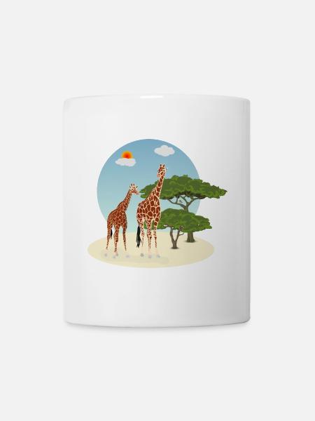 Mutter und Baby Giraffe - Tasse - Weiß
