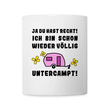 völlig untercampt wohnwagen - Tasse - Weiß - Vorne