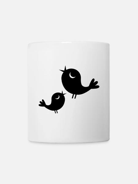 Vögelchen beim Twittern - Tasse - Weiß