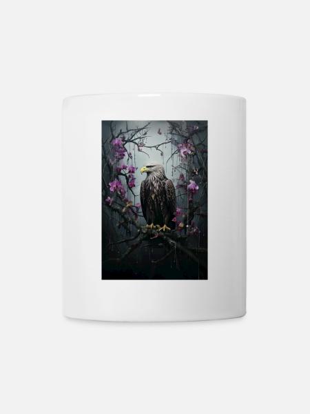 Poster Adler mit Orchideen - Tasse - Weiß