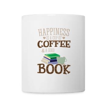 Cooles Bücher Kaffee Shirt - Happiness - Tasse - Weiß - Vorne