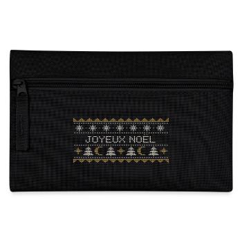Himmlischer Weihnachtspullover – Gestrickter Mond und Sterne - Federtasche - Schwarz - Vorne