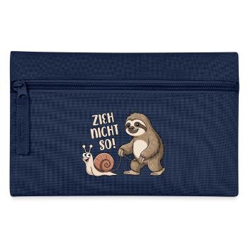Zieh nicht so - Schnecke und Faultier - Federtasche - Navy - Vorne
