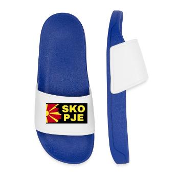 La ville de Skopje avec le drapeau de la Macédoine du Nord - Claquettes Homme - bleu roi - Devant