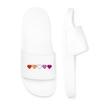 Lesbian Lesbian Lesbian Hearts - Men’s Pool Sliders - white - Front