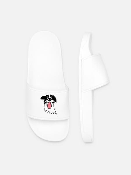 Border Collie mignon - Claquettes Homme - blanc