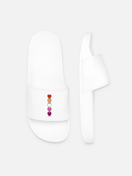 Lesbian Lesbian Lesbian Hearts - Men’s Pool Sliders - white