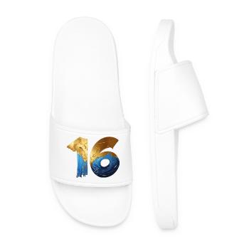NO. 16 NUMBER 16 COOL 16TH BIRTHDAY - Men’s Pool Sliders - white - Front
