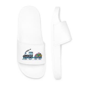 Children's train railway with trailer - Men’s Pool Sliders - white - Front