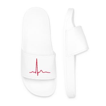 Herzschlag-EKG-Linie Medizinischer Pulswellen-Ikon-Vektor - Männer Badelatschen - Weiß - Vorne