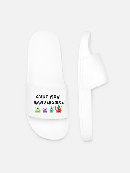 c'est mon anniversaire monstre - Claquettes Homme - blanc