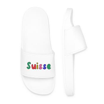 SUISSE. PAYS. GENEVE. HUMOUR. DRAPEAU - Claquettes Homme - blanc - Devant