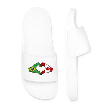 Brazil Canada Flag Hands Heart Shape - Men’s Pool Sliders - white - Front