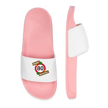 80th Birthday , Happy Birthday 80 (25) - Men’s Pool Sliders - light pink - Front