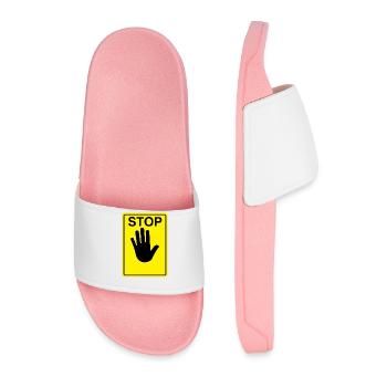 Stop Sign Logo - Men’s Pool Sliders - light pink - Front