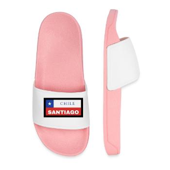Santiago City in Chilean Flag - Men’s Pool Sliders - light pink - Front