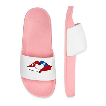Singapore Taiwan Hands Heart Shape - Men’s Pool Sliders - light pink - Front