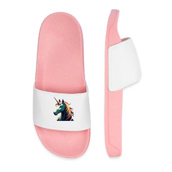 Einhorn Cartoon Figur Buntes Haustier Tier - Männer Badelatschen - Hellrosa - Vorne
