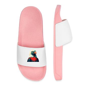 Eagle Cartoon Character Colorful Pet Animal - Men’s Pool Sliders - light pink - Front