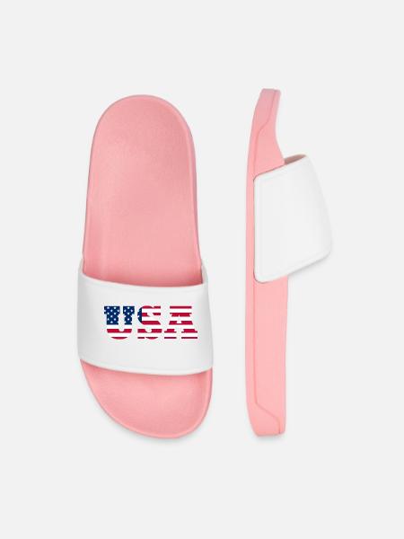 Stars & Stripes Lettermark USA - Men’s Pool Sliders - light pink