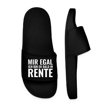 Mir egal ich bin eh bald in Rente - Männer Badelatschen - Schwarz - Vorne
