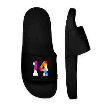 NUMBER 14 YEARS OLD 14TH BIRTHDAY - Men’s Pool Sliders - black - Front