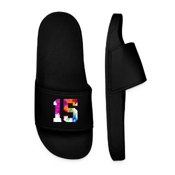 NUMBER 15 YEARS OLD 15TH BIRTHDAY - Men’s Pool Sliders - black - Front