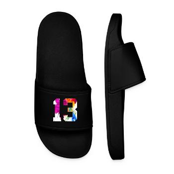 NUMBER 13 YEARS OLD 13TH BIRTHDAY - Men’s Pool Sliders - black - Front