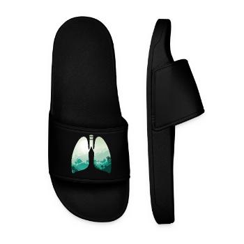 Green nature forest landscape lungs - Men’s Pool Sliders - black - Front